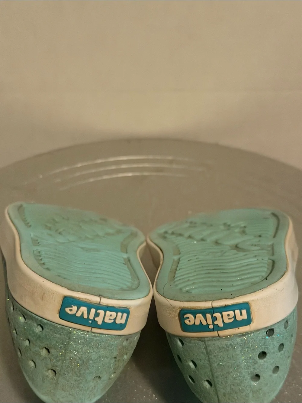 Native Shoes Jefferson Light Blue Sparkle Water Shoes Sz C7 Kids